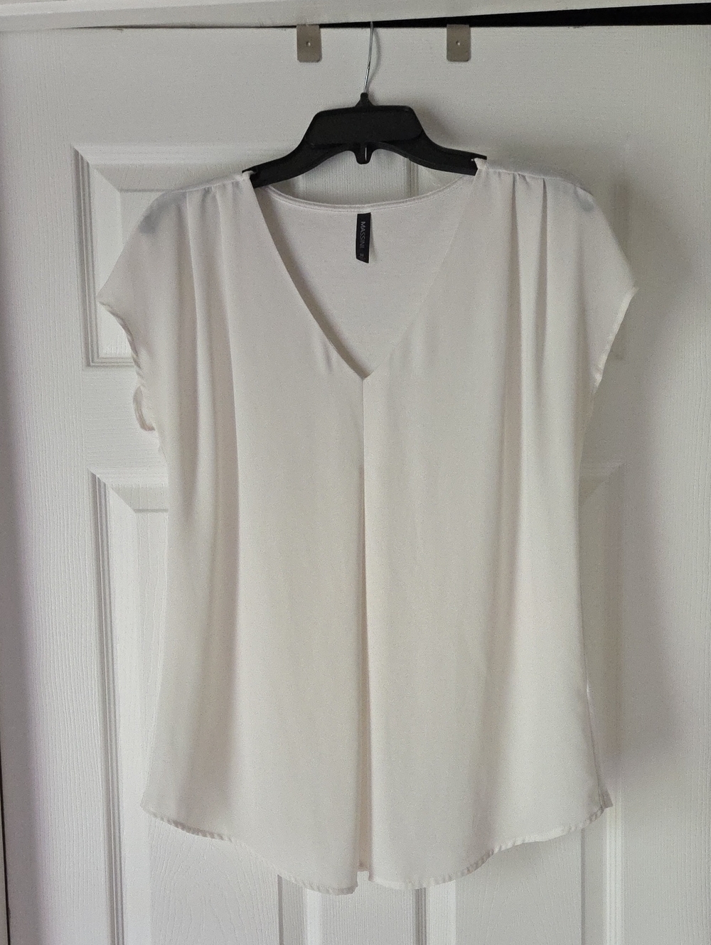 Massini Womens cap sleeve blouse M white woth t-shirt material back
